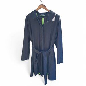 Kate Spade Song Airlines Flight Attendant Black Belted Raincoat Womens Size M